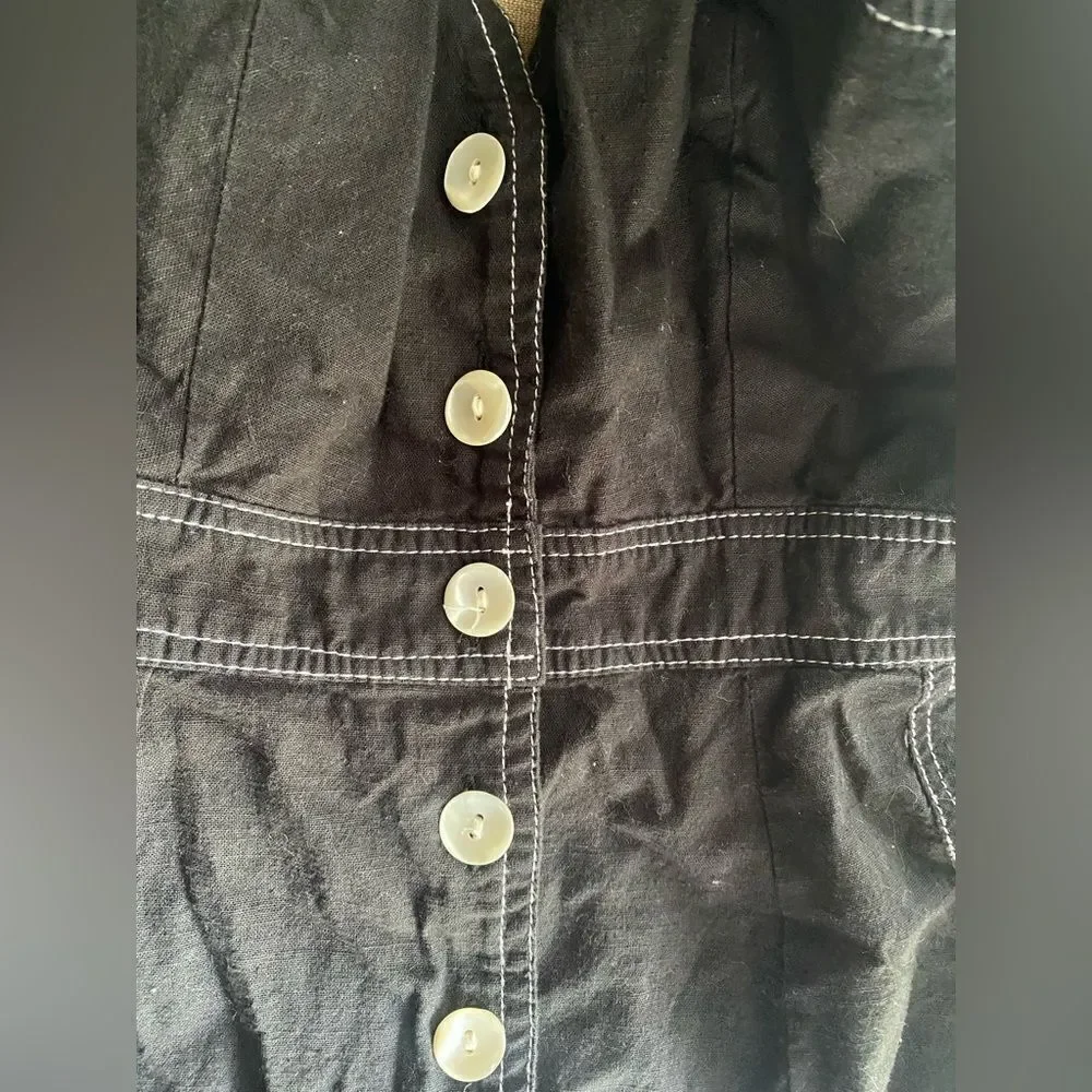 Free People short V-neck dress with front buttons black size 6